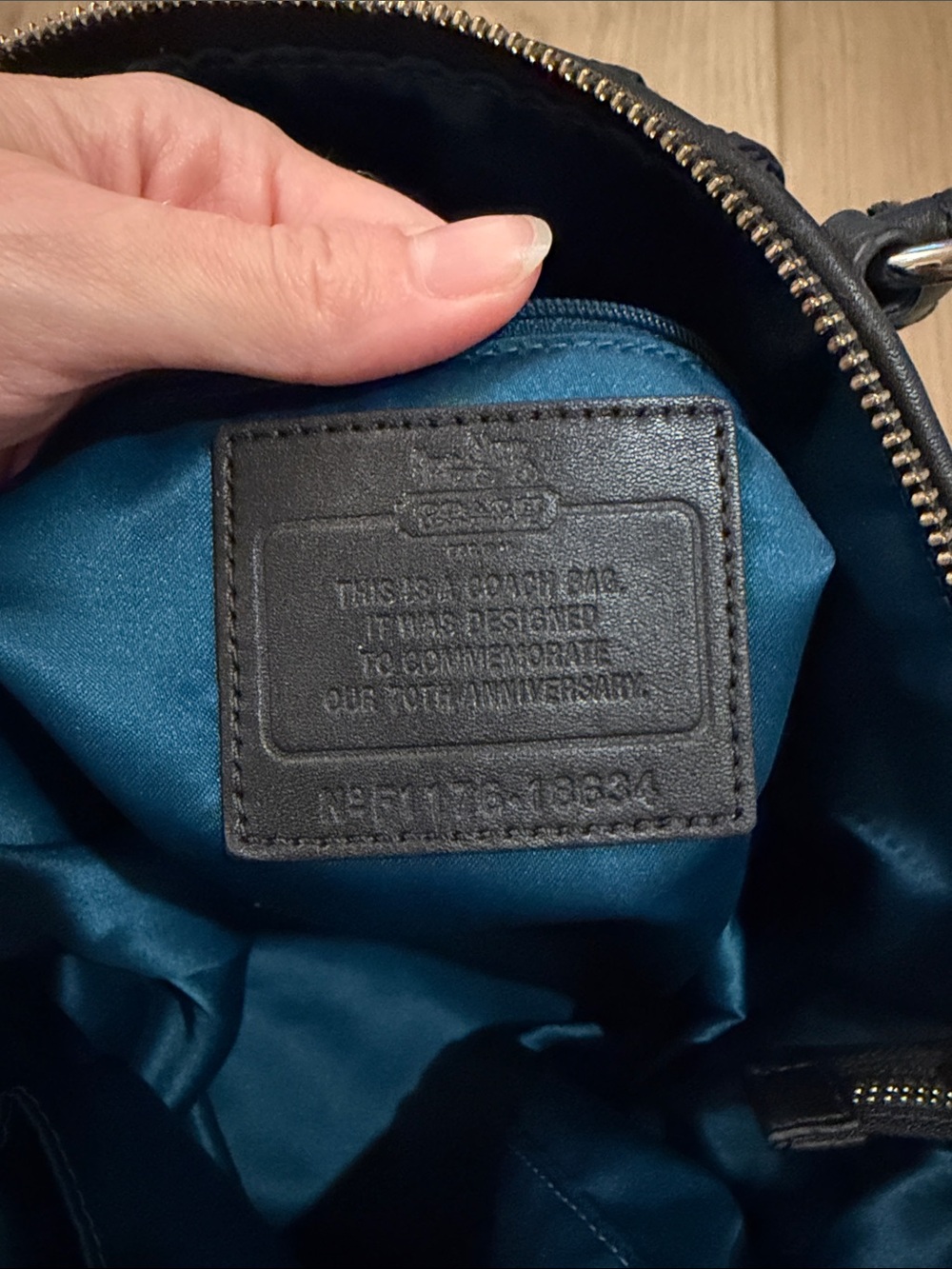 Coach 70th Anniversary Black Quilted Purse with turquoise lining - Picture 5 of 5